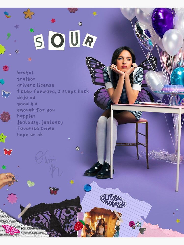 "sour Olivia Rodrigo Aesthetic Album Art/tracklist " Photographic Print ...