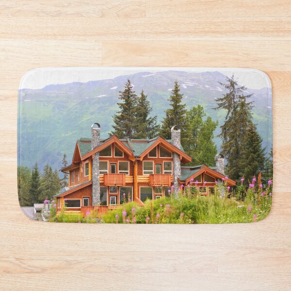 Item preview, Alaskan timber home and mountains, Alaska  designed and sold by FranWest.
