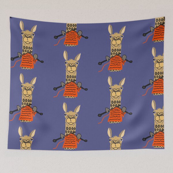 Item preview, Funny Llama Knitting Cartoon designed and sold by Nature's Fancy.
