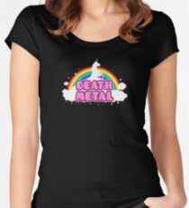 DEATH METAL! (Funny Unicorn / Rainbow Mosh Parody Design) Tailliertes Rundhals-Shirt
