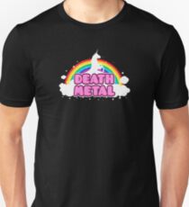 DEATH METAL! (Funny Unicorn / Rainbow Mosh Parody Design) Slim Fit T-Shirt