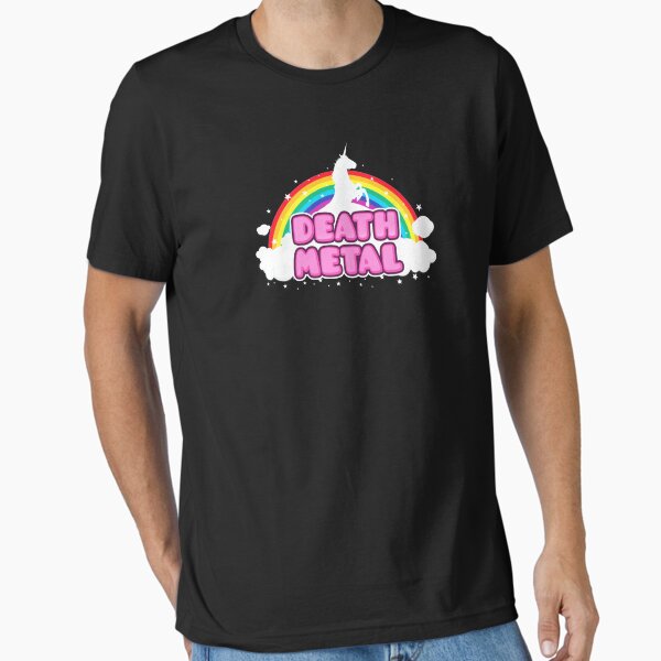 DEATH METAL! (Funny Unicorn / Rainbow Mosh Parody Design) Essential T-Shirt