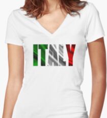 Italy Women's Fitted V-Neck T-Shirt