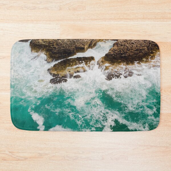 Item preview, Aerial View Of Sea Waves Hitting Rocky Cliff With Splash And Foam On Seashore With Deep Dark Water designed and sold by jourify.