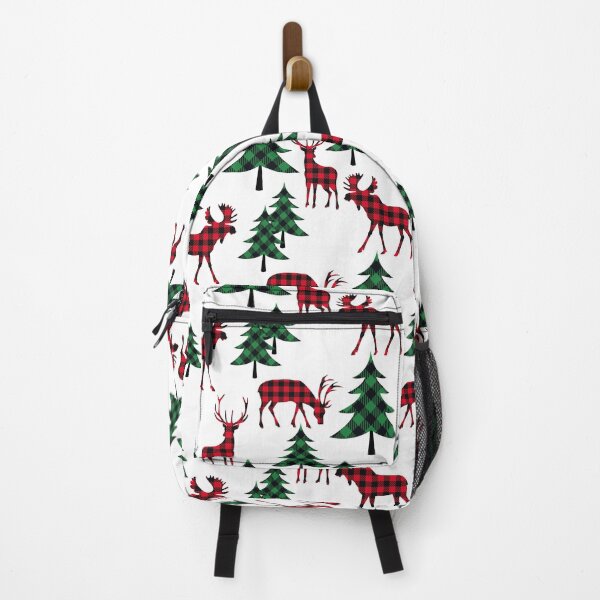 Item preview, Buffalo Plaid Woodland Pattern with Checkered Deer and Moose designed and sold by OrnamentallyYou.