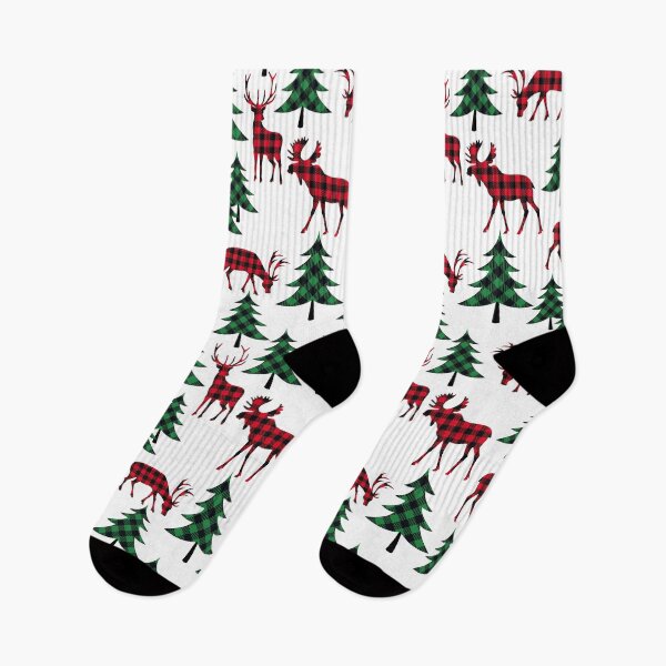 Item preview, Buffalo Plaid Woodland Pattern with Checkered Deer and Moose designed and sold by OrnamentallyYou.