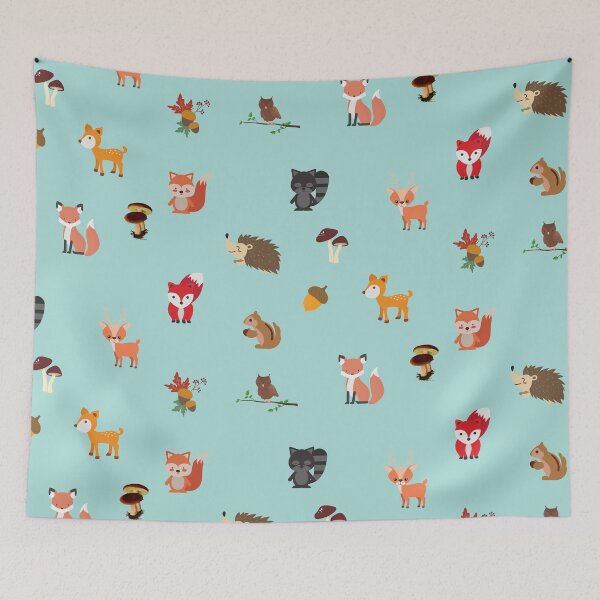 Item preview, Woodland Animals of the Forest Cute Nature Pattern Collage designed and sold by silviaol.