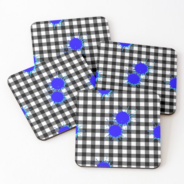 Item preview, Gingham with blue ink spots designed and sold by MHen.