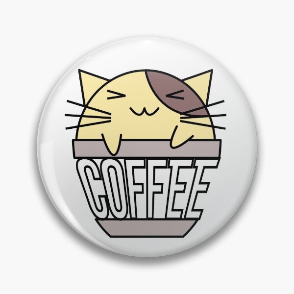 Item preview, Happy cat in coffee cup with warped text yellow and brown designed and sold by CoffeewithKitty.