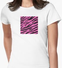 Animal background pattern - pink tiger skin texture. Background texture of pink tiger skin Women's Fitted T-Shirt