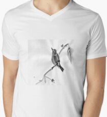 Sumi-E Wren Drawing Men's V-Neck T-Shirt