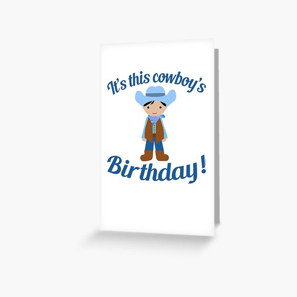 Little Cowboy Birthday Black Hair Greeting Card