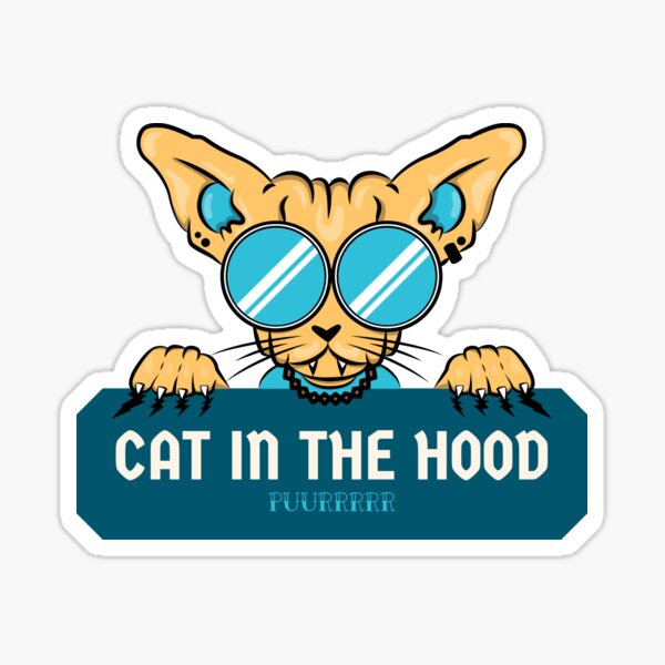 "Cat In The Hood" Sticker for Sale by ALittleThisThat Redbubble