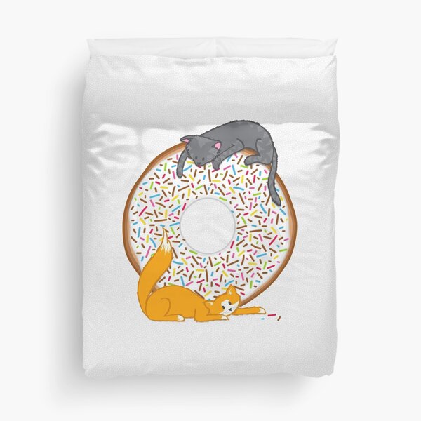 Playful cats & Donut Duvet Cover