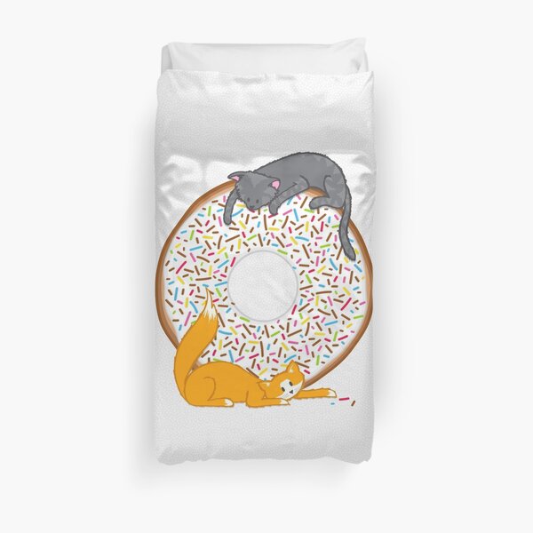 Playful cats & Donut Duvet Cover