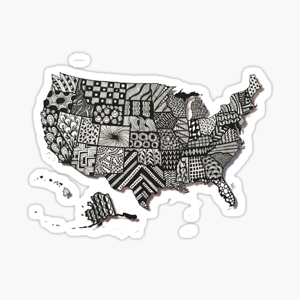 Zentangle USA Map Sticker