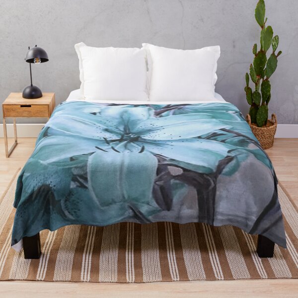 Artikelvorschau, Pastellblaue Lilie Acrylmalerei - Cottagecore Aesthetic entworfen und verkauft von ViewerEqualsPhoton.