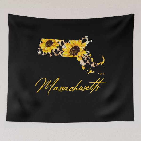 Item preview, Massachusetts Sunflower Leopard State Map Gifts designed and sold by patsa4.