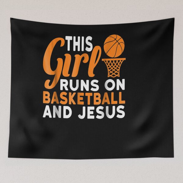 Item preview, This Girl Runs On Basketball And Jesus Graphic designed and sold by vivanbess.