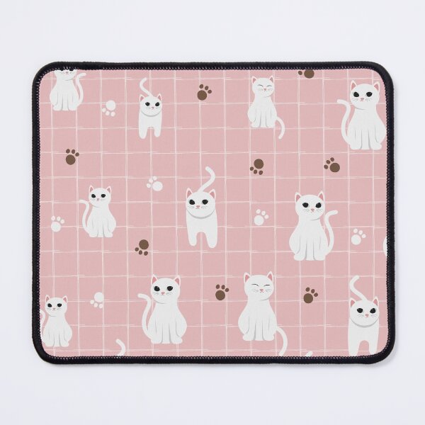 Item preview, White cat repeat pattern  designed and sold by Tanuja  Sharma.
