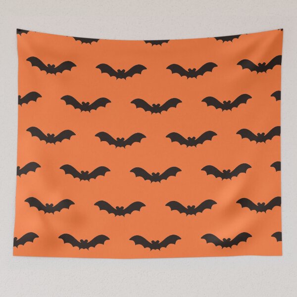 Item preview, Halloween orange and black spooky and scary bats repeated pattern . designed and sold by Tanuja  Sharma.
