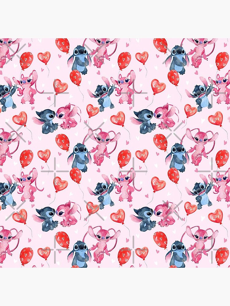 Lilo and Stitch digital paper, Angel, Watercolor, Heart, Love, Background,  Printable, Print, Design, Seamless pattern, Scrapbooking Pin for Sale by  StoreEmily