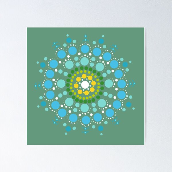Item preview, Turquoise Green Yellow Dot Mandala designed and sold by MarbellyCreates.