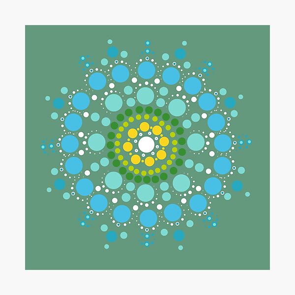 Item preview, Turquoise Green Yellow Dot Mandala designed and sold by MarbellyCreates.