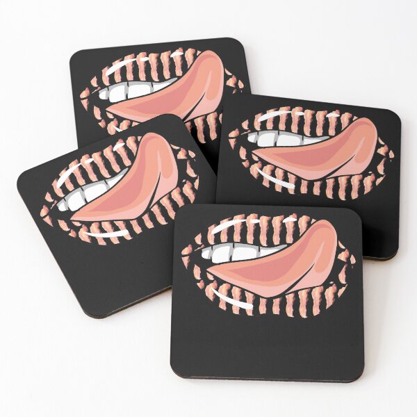 Item preview,  Artistic Abstract Bacon Pattern Lips with Red Tongue - by Iskybibblle designed and sold by Iskybibblle.