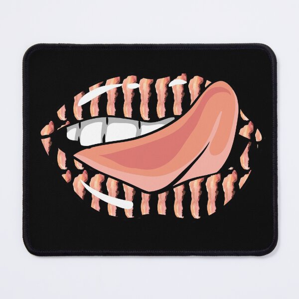 Item preview,  Artistic Abstract Bacon Pattern Lips with Red Tongue - by Iskybibblle designed and sold by Iskybibblle.