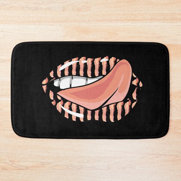 Item preview,  Artistic Abstract Bacon Pattern Lips with Red Tongue - by Iskybibblle designed and sold by Iskybibblle.