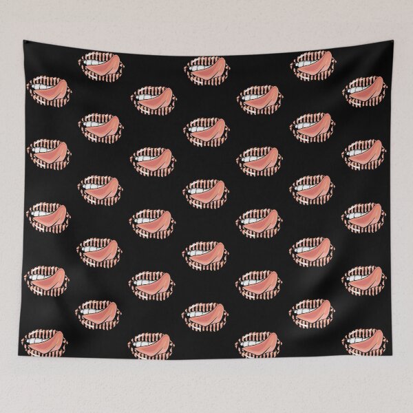 Item preview,  Artistic Abstract Bacon Pattern Lips with Red Tongue - by Iskybibblle designed and sold by Iskybibblle.