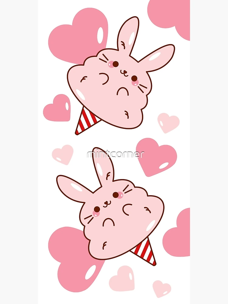 Kawaii Cotton Candy Frog and Bunny Aesthetic 2 Sticker 