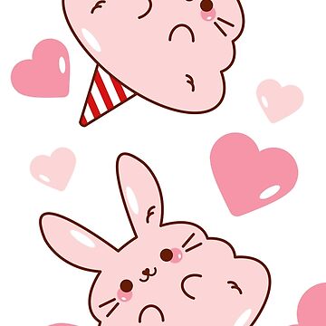 Kawaii Cotton Candy Frog and Bunny Aesthetic 2 Sticker 