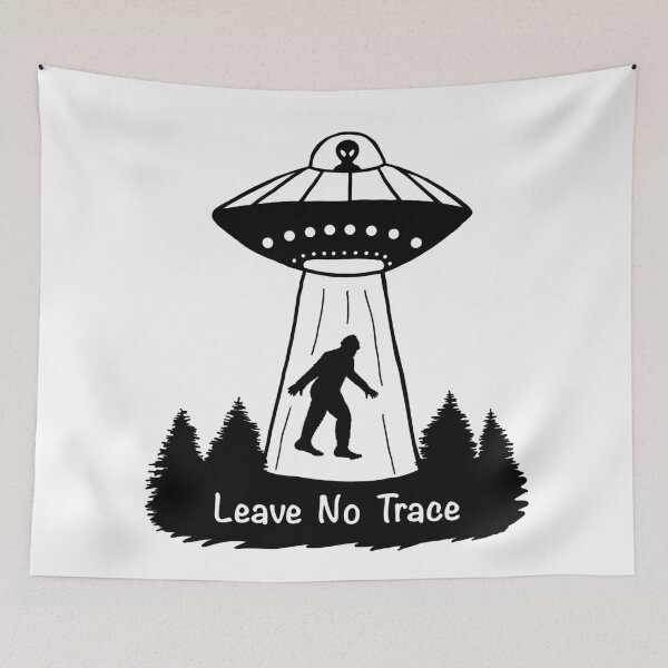 Item preview, Leave No Trace Bigfoot & Alien - Black & White designed and sold by EcoElsa.