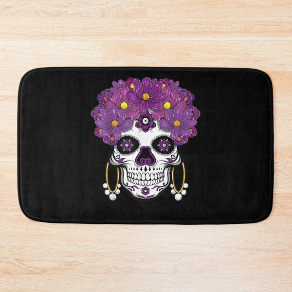 Item preview, El Dia De Muertos Purple Sugar Skull Flowers Mexican designed and sold by patsa4.