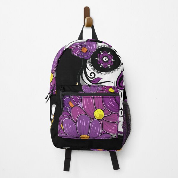 Item preview, El Dia De Muertos Purple Sugar Skull Flowers Mexican designed and sold by patsa4.