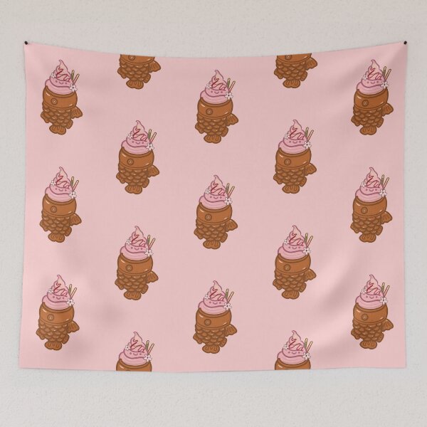 Item preview, Kawaii Sakura Taiyaki Ice-cream with pocky sticks design sticker designed and sold by Marie-c-doodles.