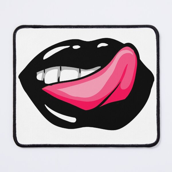 Item preview, White Background Artistic Abstract Black  Lips with Pink Tongue - by Iskybibblle designed and sold by Iskybibblle.