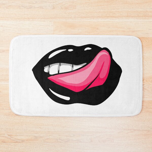 Item preview, White Background Artistic Abstract Black  Lips with Pink Tongue - by Iskybibblle designed and sold by Iskybibblle.