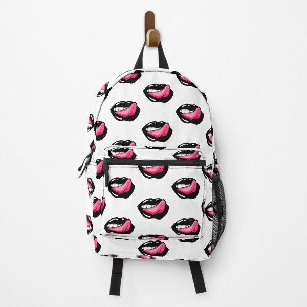Item preview, White Background Artistic Abstract Black Lips with Pink Tongue - by Iskybibblle designed and sold by Iskybibblle.