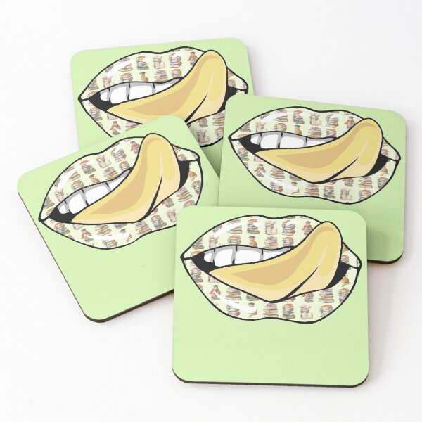 Item preview, Artistic Abstract Book  Pattern Lips with Yellow Tongue - by Iskybibblle designed and sold by Iskybibblle.