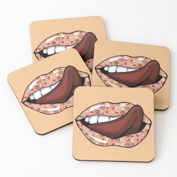 Item preview,  Artistic Abstract Bread and Pastries Pattern Lips with Brown Tongue - by Iskybibblle designed and sold by Iskybibblle.