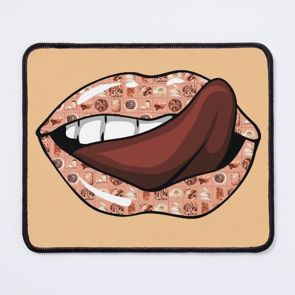 Item preview,  Artistic Abstract Bread and Pastries Pattern Lips with Brown Tongue - by Iskybibblle designed and sold by Iskybibblle.