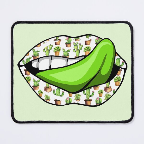 Item preview, Artistic Abstract Cactus Pattern Lips with Green Tongue - by Iskybibblle designed and sold by Iskybibblle.