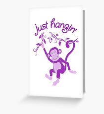 Just hangin' funky purple monkey graphic Greeting Card
