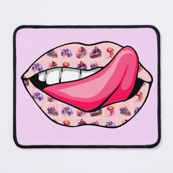 Item preview,  Artistic Abstract Cake Pattern Lips with Pink Tongue - by Iskybibblle designed and sold by Iskybibblle.