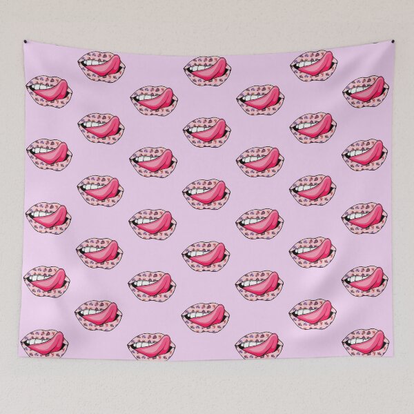 Item preview,  Artistic Abstract Cake Pattern Lips with Pink Tongue - by Iskybibblle designed and sold by Iskybibblle.