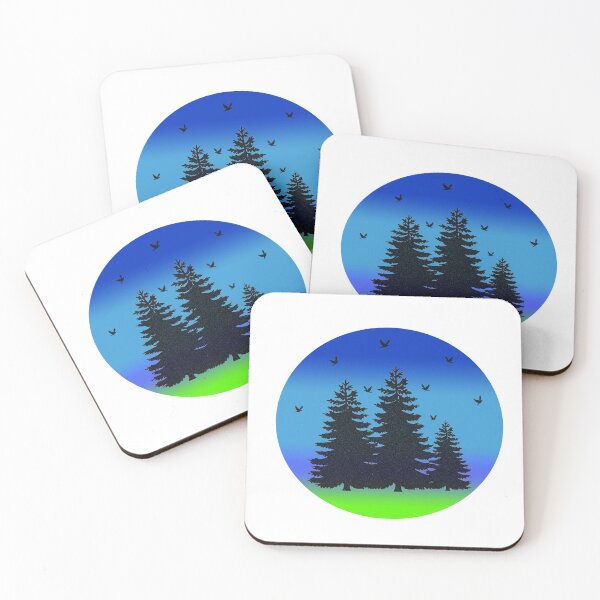 Item preview, Gradient Color With Fir Tree And Birds designed and sold by Sewsi.