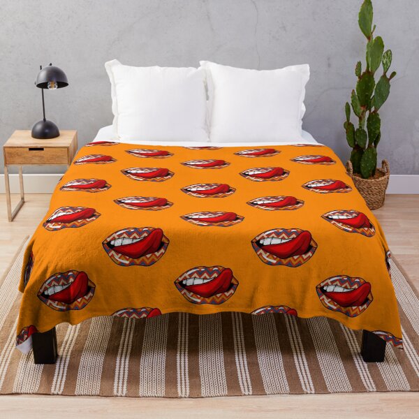 Item preview, Artistic Abstract Chevron Orange Mardi Gras Pattern Lips with Red Tongue - by Iskybibblle designed and sold by Iskybibblle.
